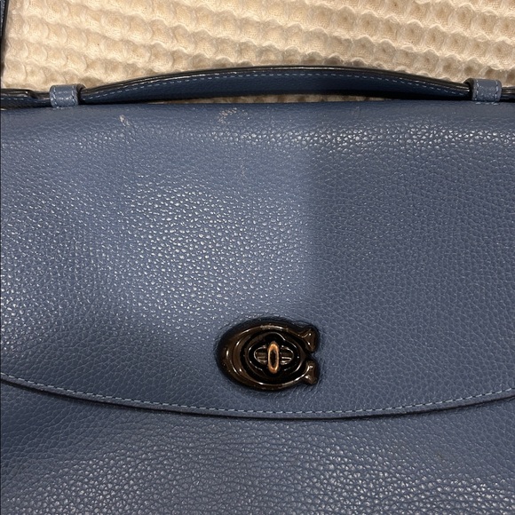Coach Blue Pebbled Leather Turnlock Crossbody - Picture 2 of 6